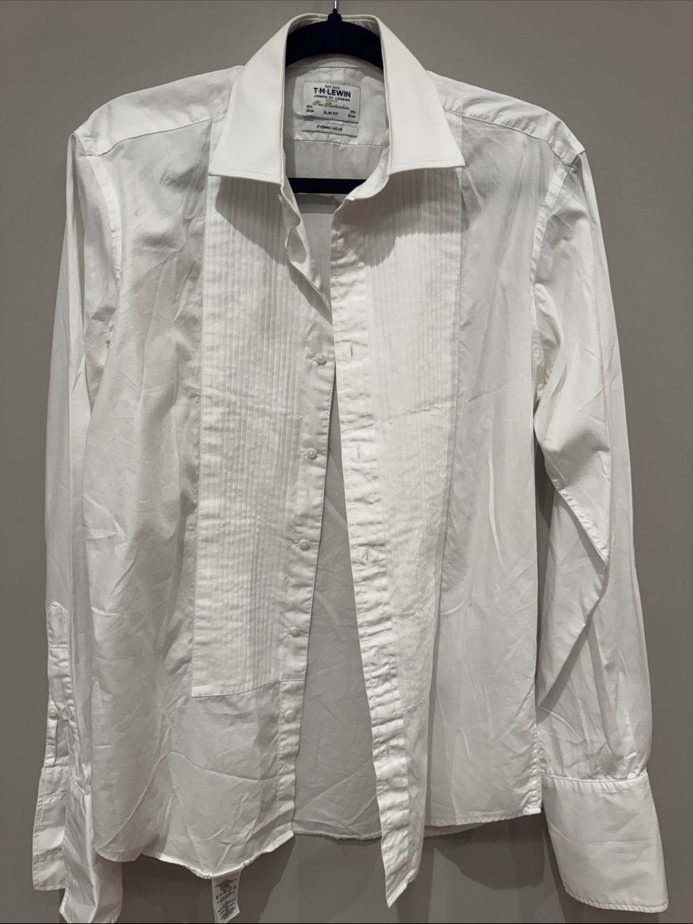T.M.Lewin White Pleated Front Dress Shirt - Men